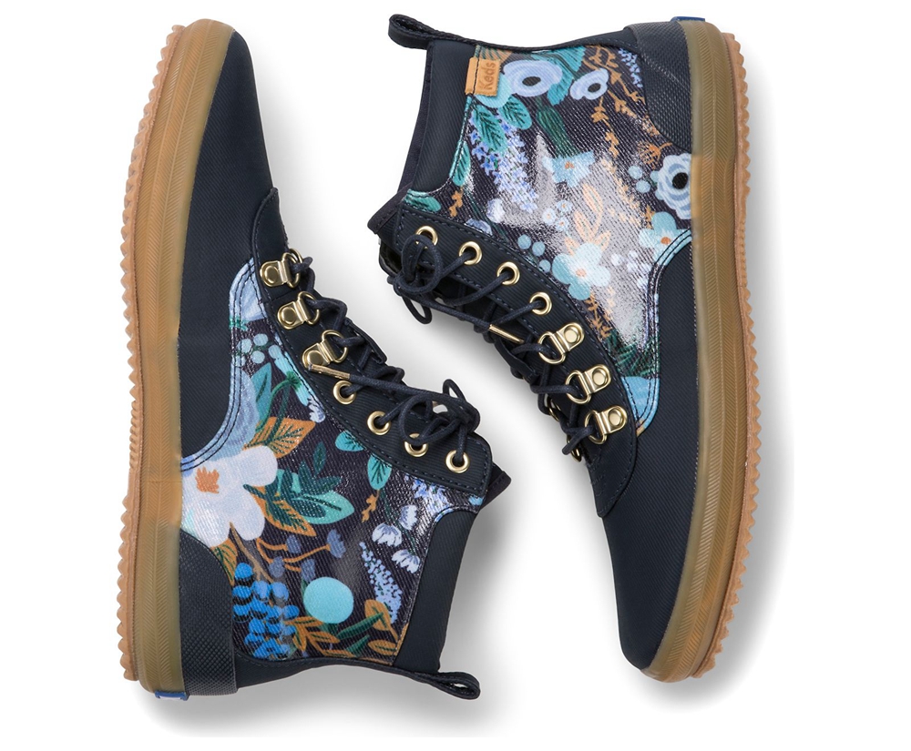 Bottes Keds Femme Bleu Marine - Rifle Paper Co. Scout Water-Resistant Garden Party - 845-FVZGPJ